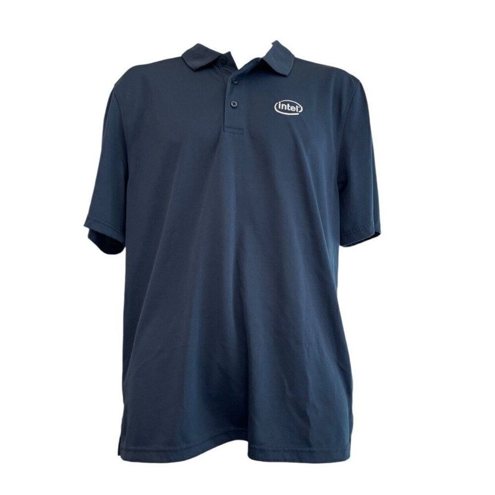 Clique Shirt Men's Large Navy Blue Performance Polo Shirt Intel